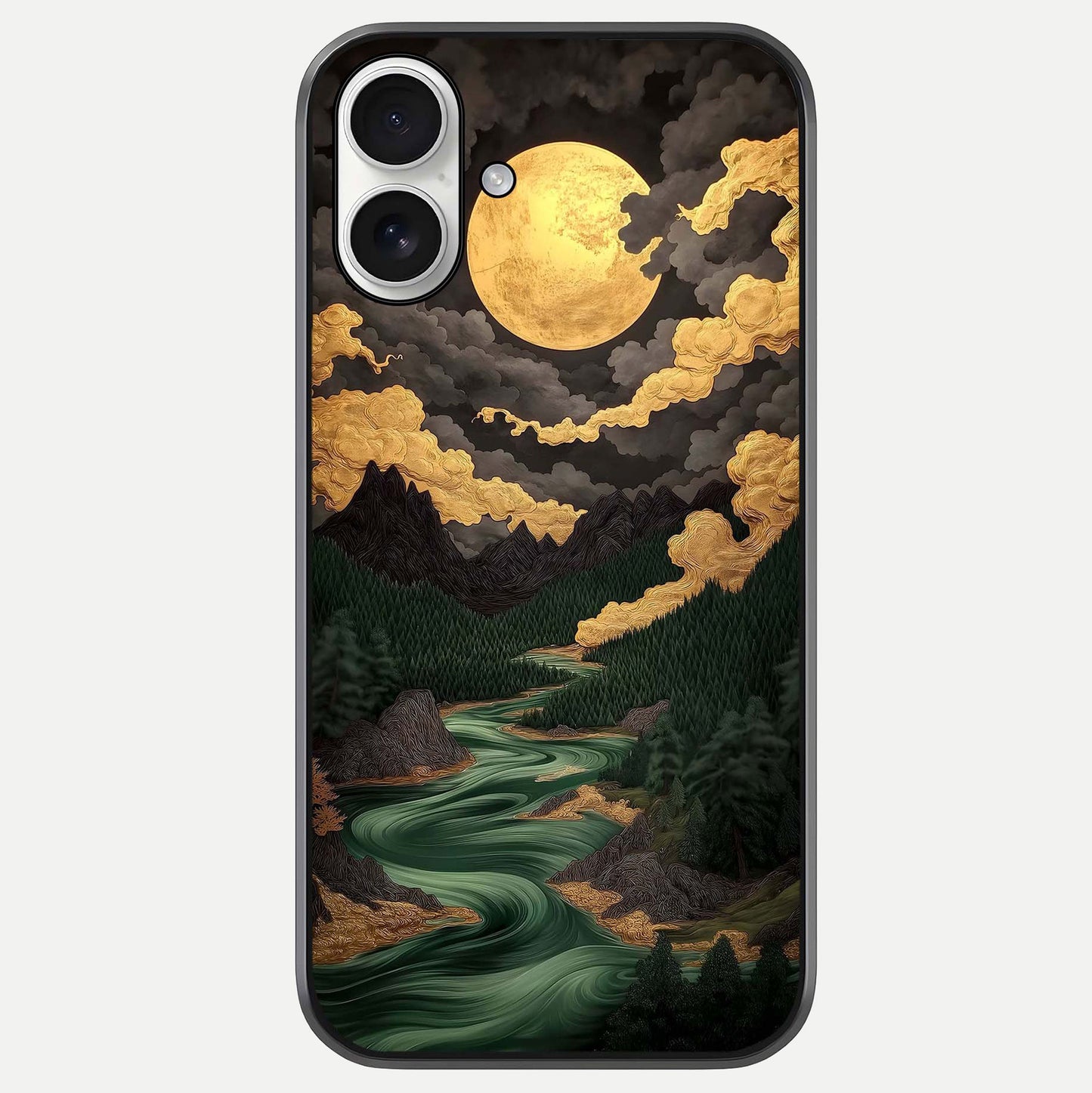 Golden River Moon Glass Case For iPhone 17 by Custom World