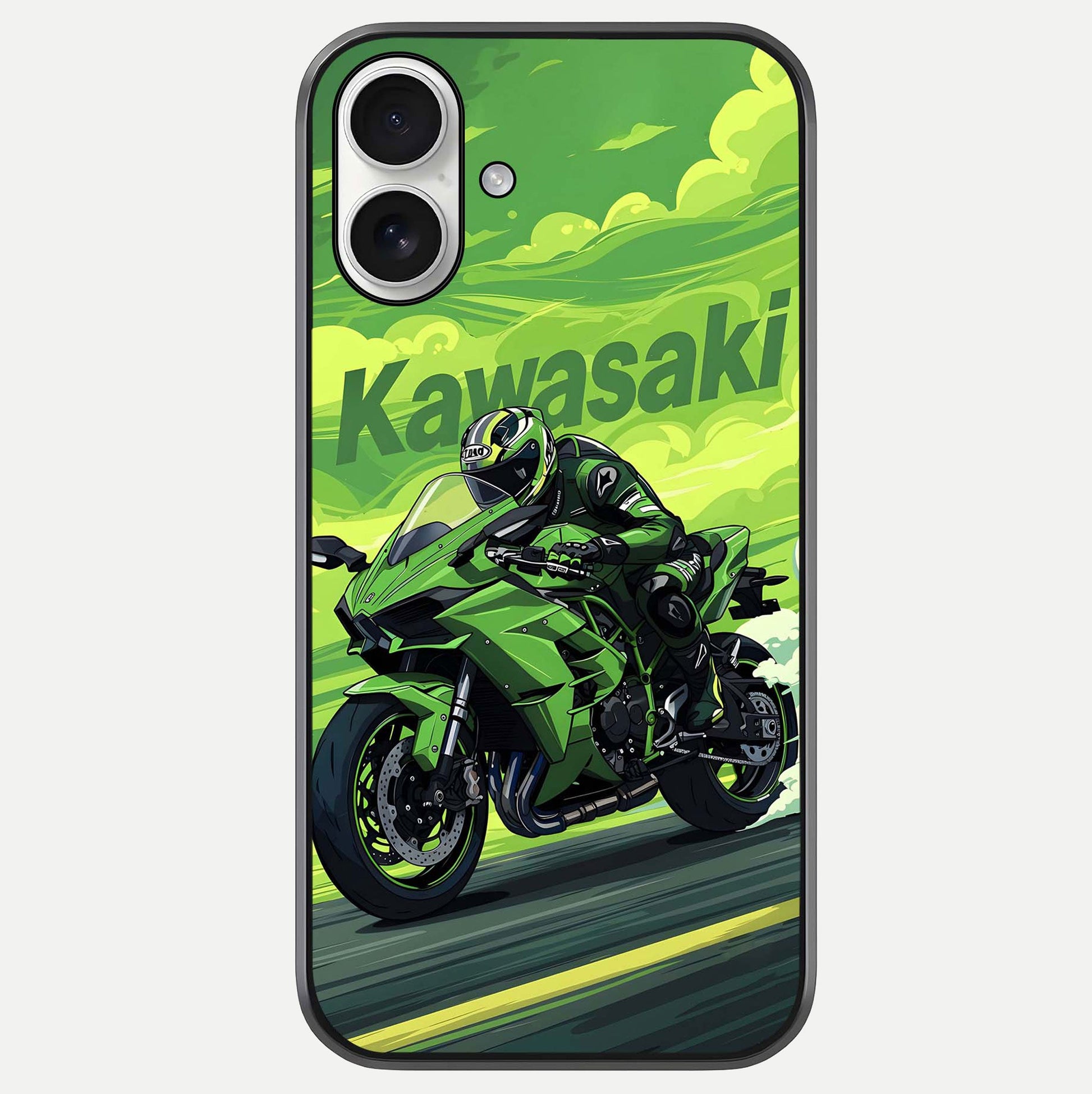 Green Kawasaki Glass Case For iPhone 17 by Custom World