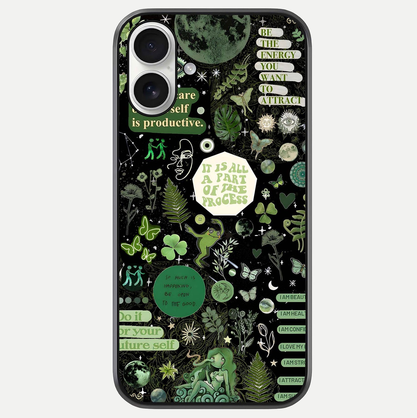 Green Moon Energy Glass Case For iPhone 17 by Custom World