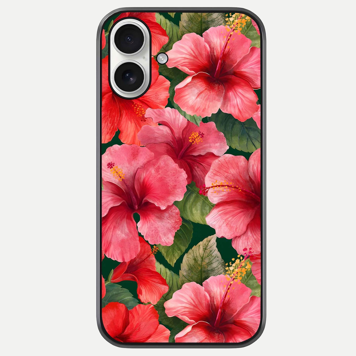 Hibiscus Pattern Glass Case For iPhone 17 by Custom World