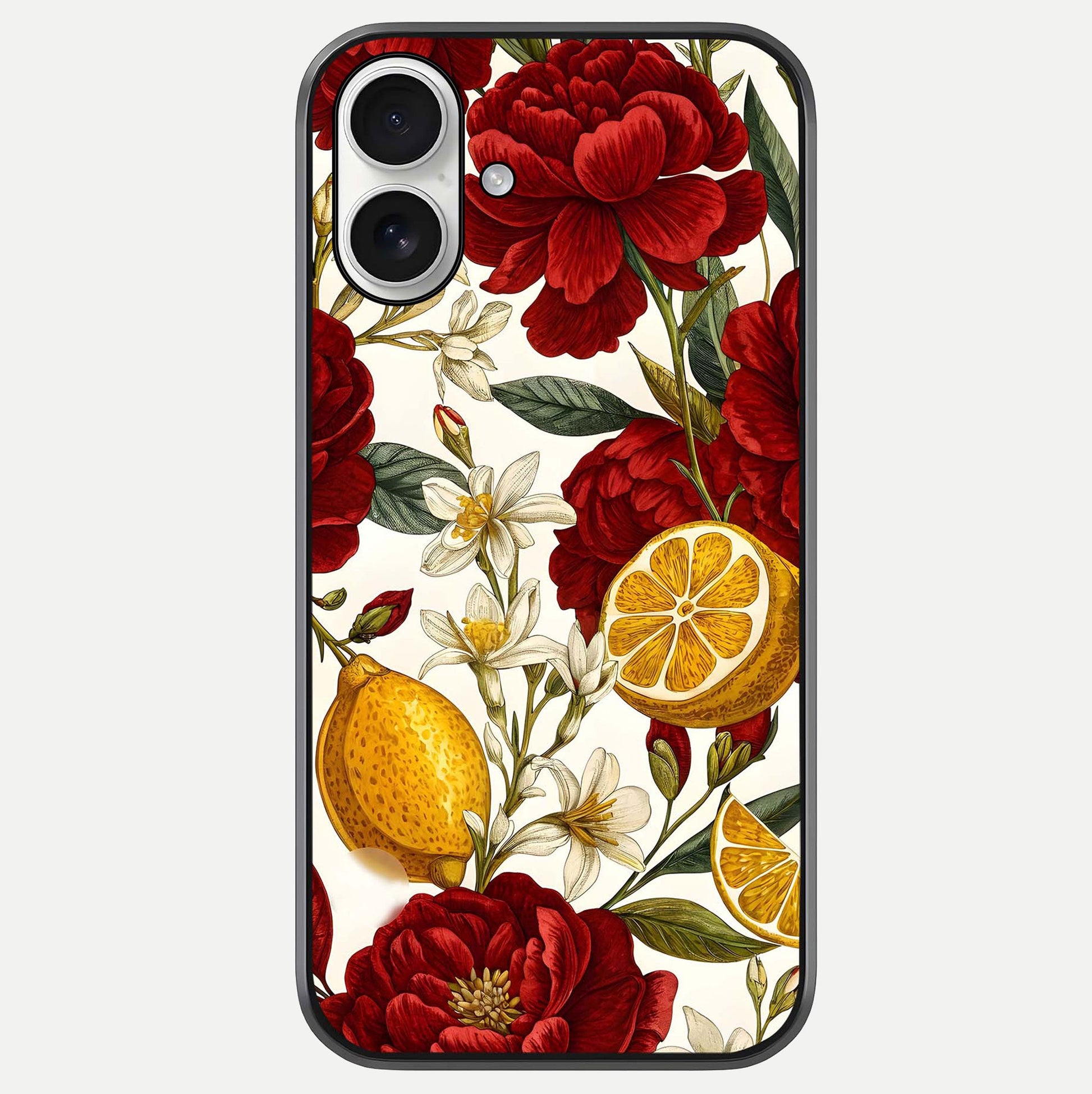 Lemon Rose Charm Glass Case For iPhone 17 by Custom World