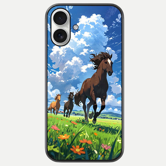 Majestic Horses Galloping Glass Case For iPhone 17 by Custom World