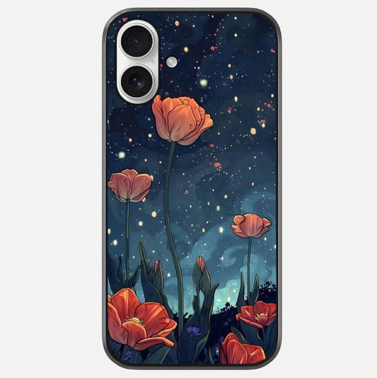 Midnight Tulip Glow Glass Case For iPhone 17 by Custom World