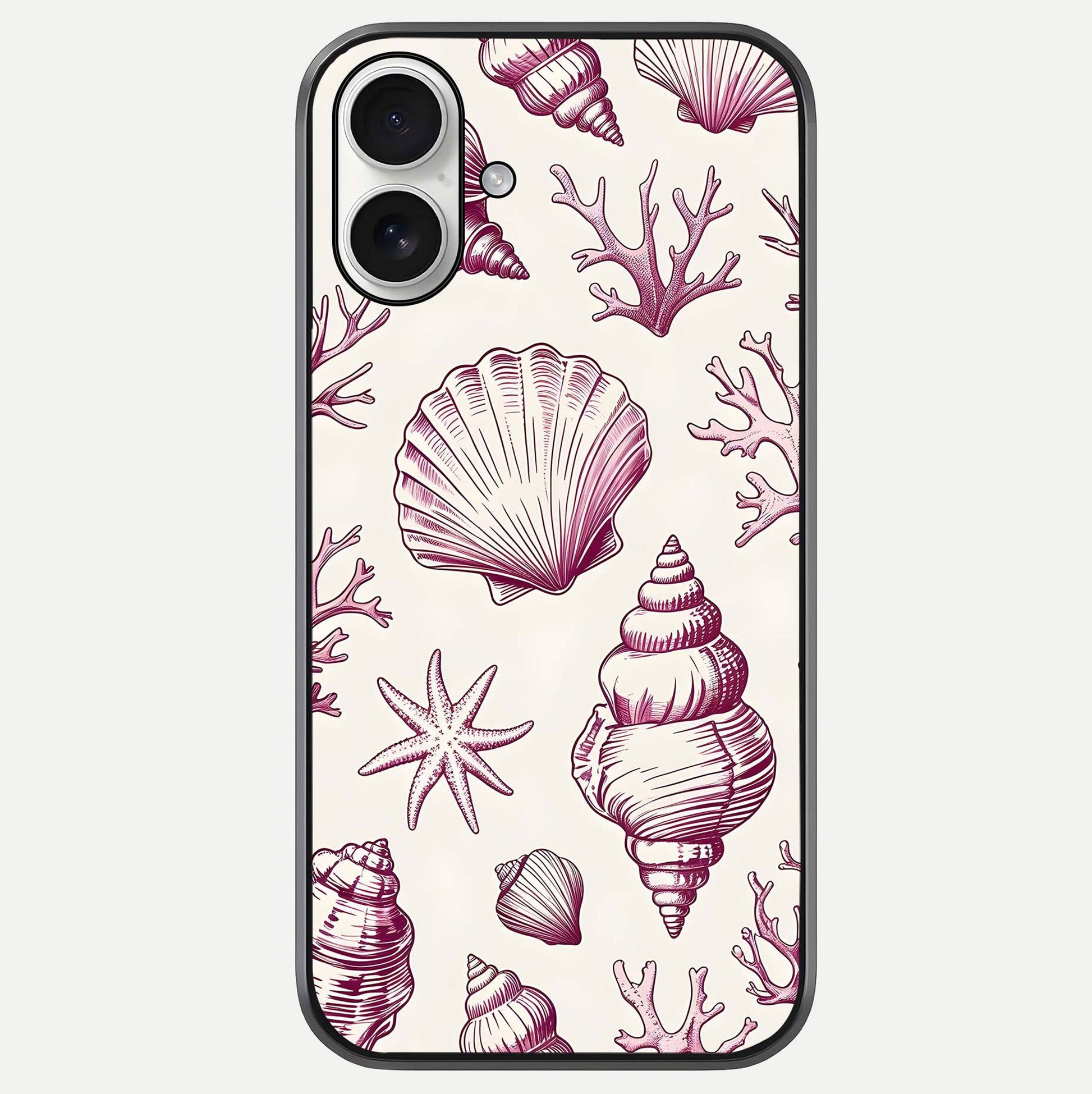 Pink Shells Outline Glass Case For iPhone 17 by Custom World