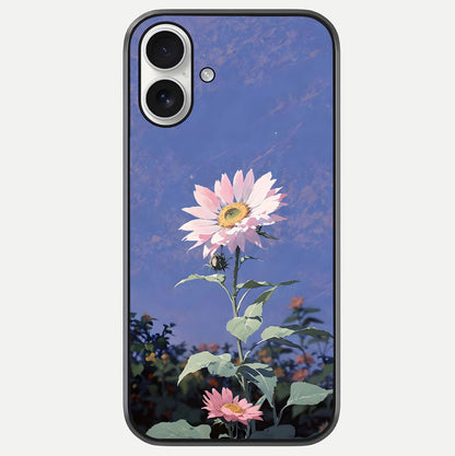 Pink Sunflower Glow Glass Case For iPhone 17 by Custom World