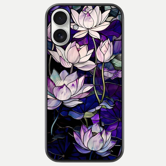 Purple Lotus Pattern Glass Case For iPhone 17 by Custom World