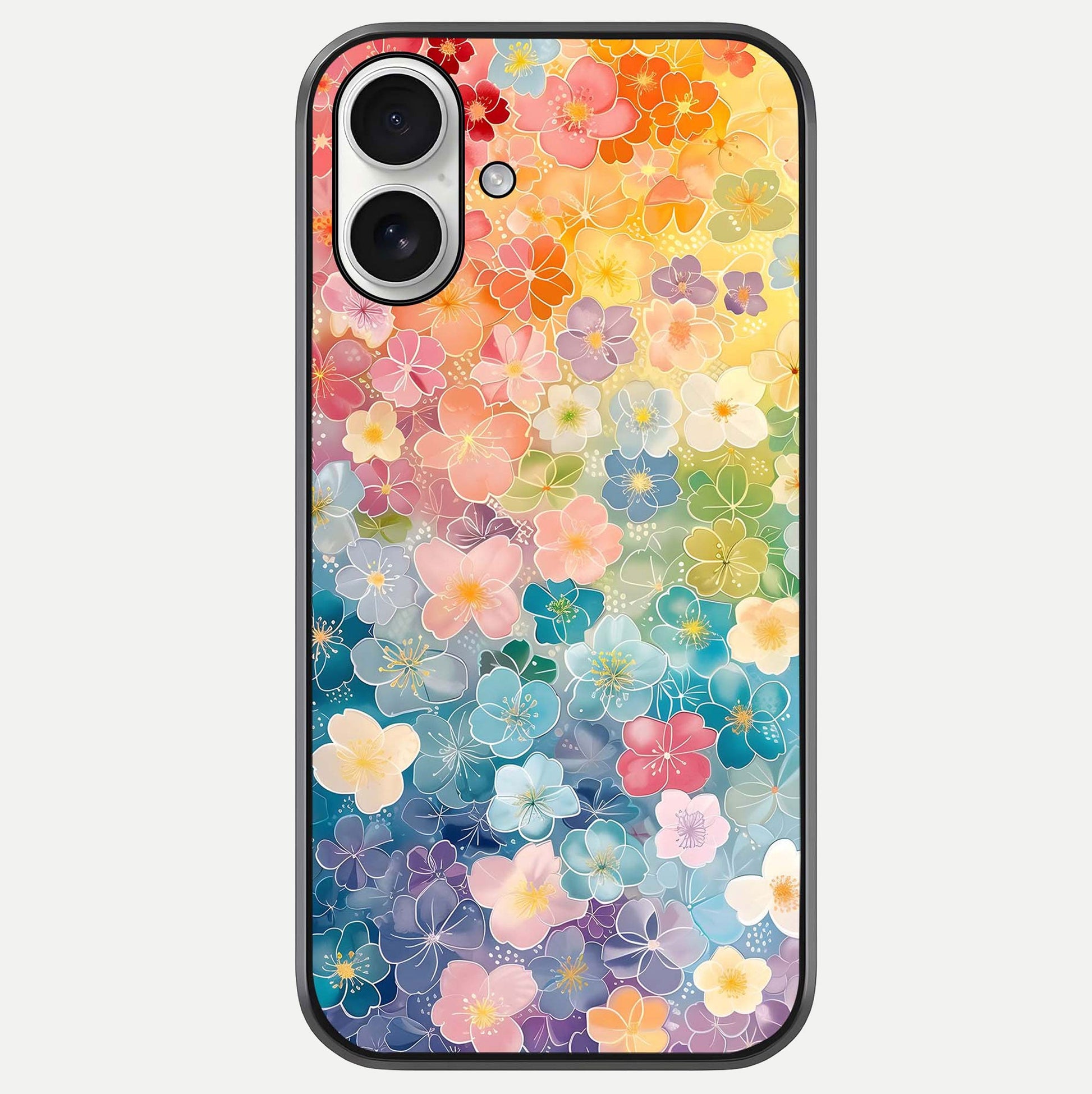 Rainbow Blossom Burst Glass Case For iPhone 17 by Custom World