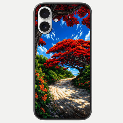 Red Trees Pathway Glass Case For iPhone 17 by Custom World