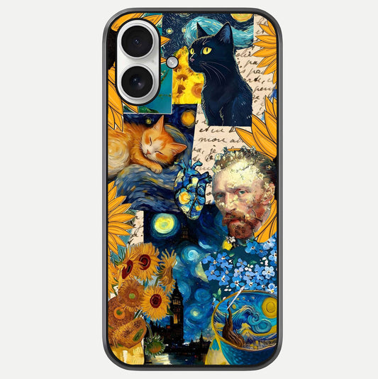 Sunflower Cat Art Glass Case For iPhone 17 by Custom World