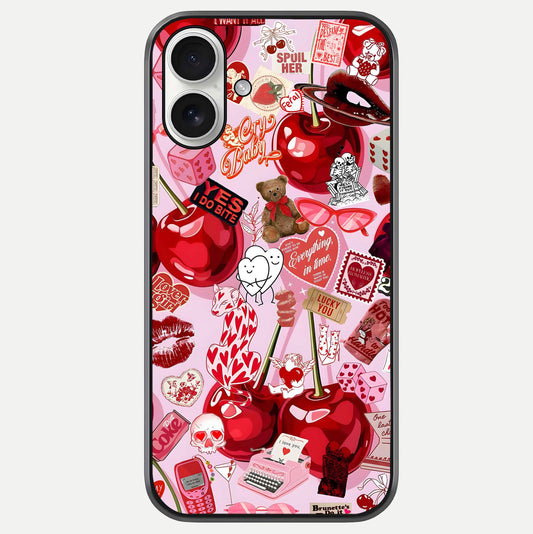 Sweet Cherry Chaos Glass Case For iPhone 17 by Custom World