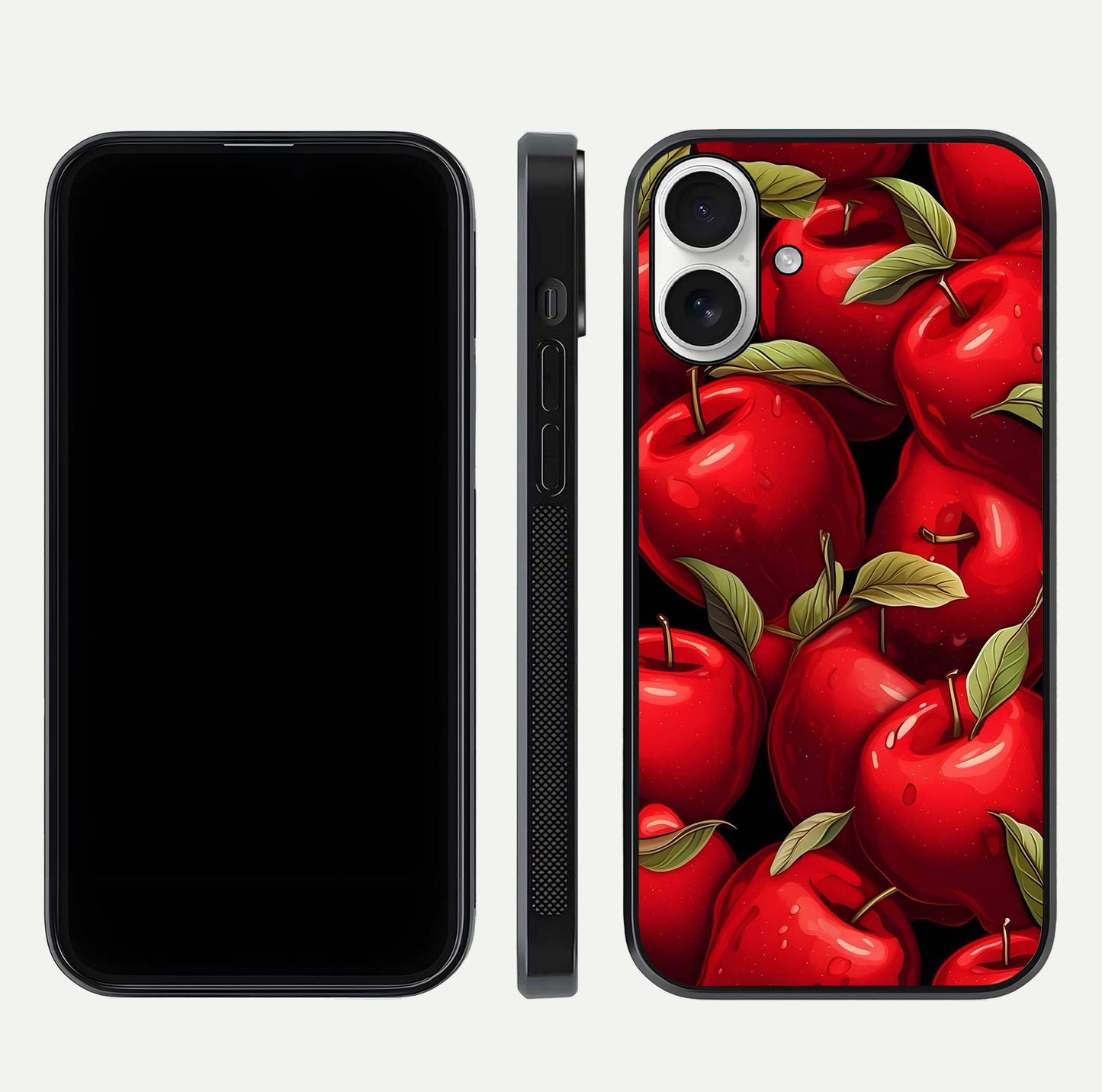 Apple Pattern Glass Case for iPhone 17 front and back layout highlighting clean lines and protective glass finish