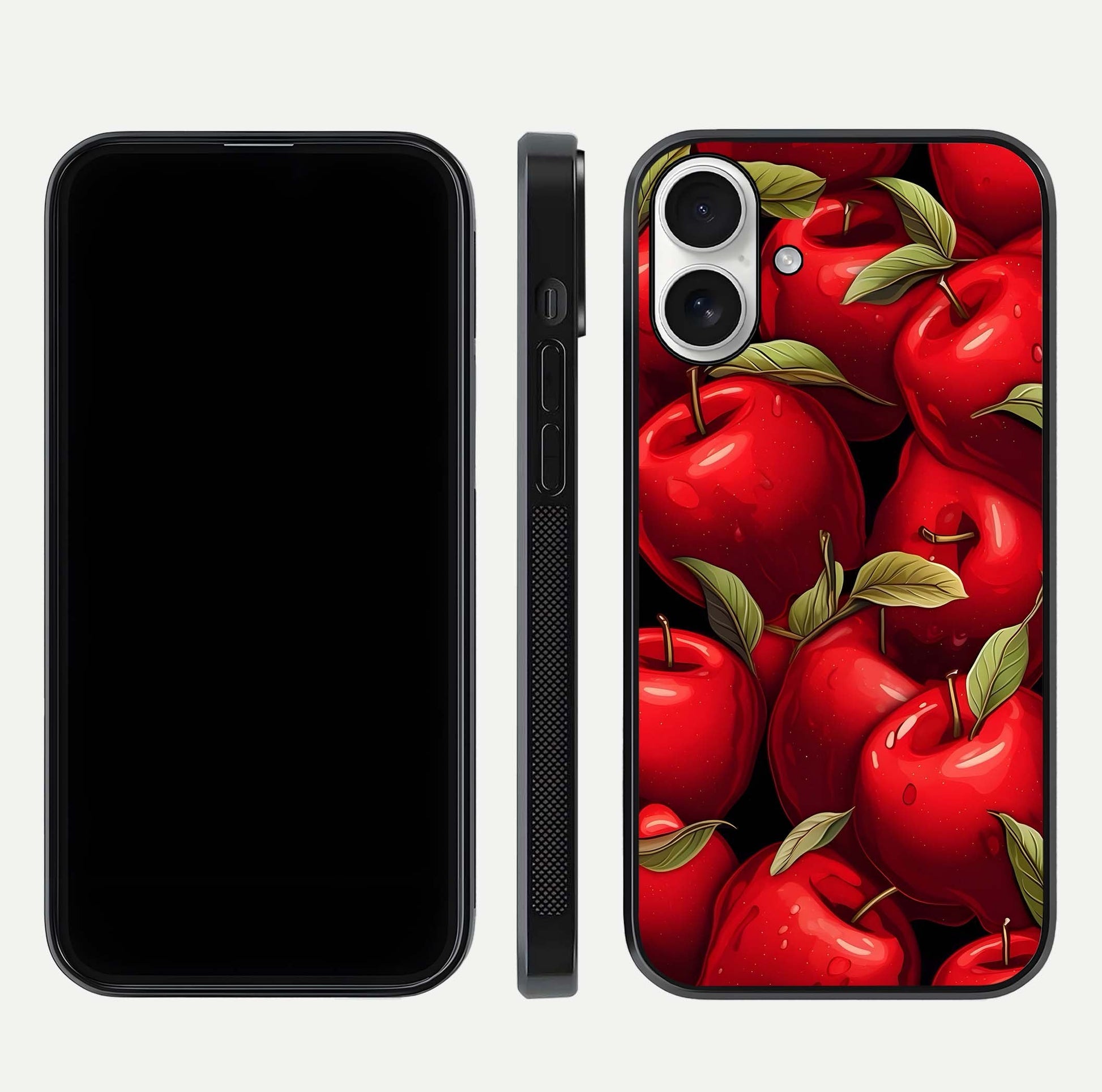 Apple Pattern Glass Case for iPhone 17 front and back layout highlighting clean lines and protective glass finish
