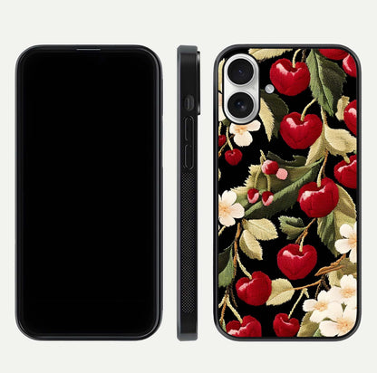 Bloom Thread Art Glass Case for iPhone 17 front-and-back layout showing smooth edges and high-clarity print