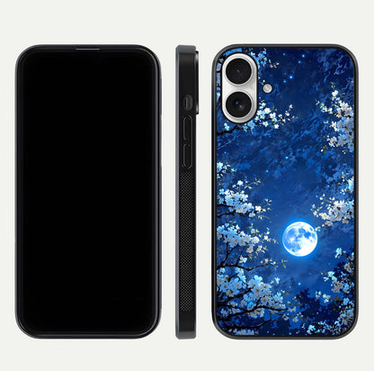 Blossom Moonlight Sky Glass Case for iPhone 17 dual-view layout highlighting sky gradient and floral composition