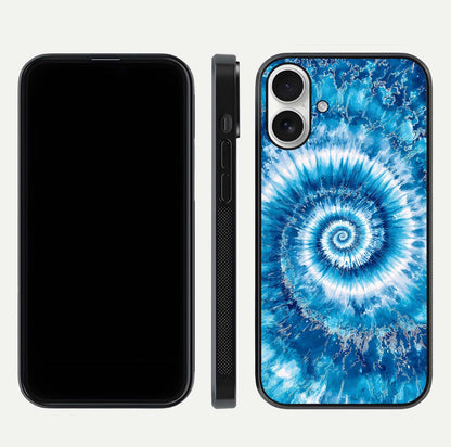 Blue Galaxy Wave Glass Case for iPhone 17 front-and-back layout showing gradient flow and shine clarity