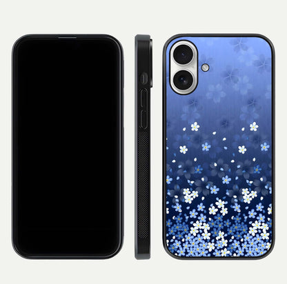 Blue Starry Glass Case for iPhone 17 dual-view layout showing star spread and smooth edge shine