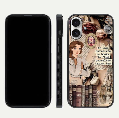 Bookish Dream World Glass Case for iPhone 17 dual-view layout displaying colorful fantasy print and edge finish