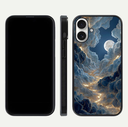 Celestial Cloud Road Glass Case for iPhone 17 front-and-back layout displaying balance between light and depth