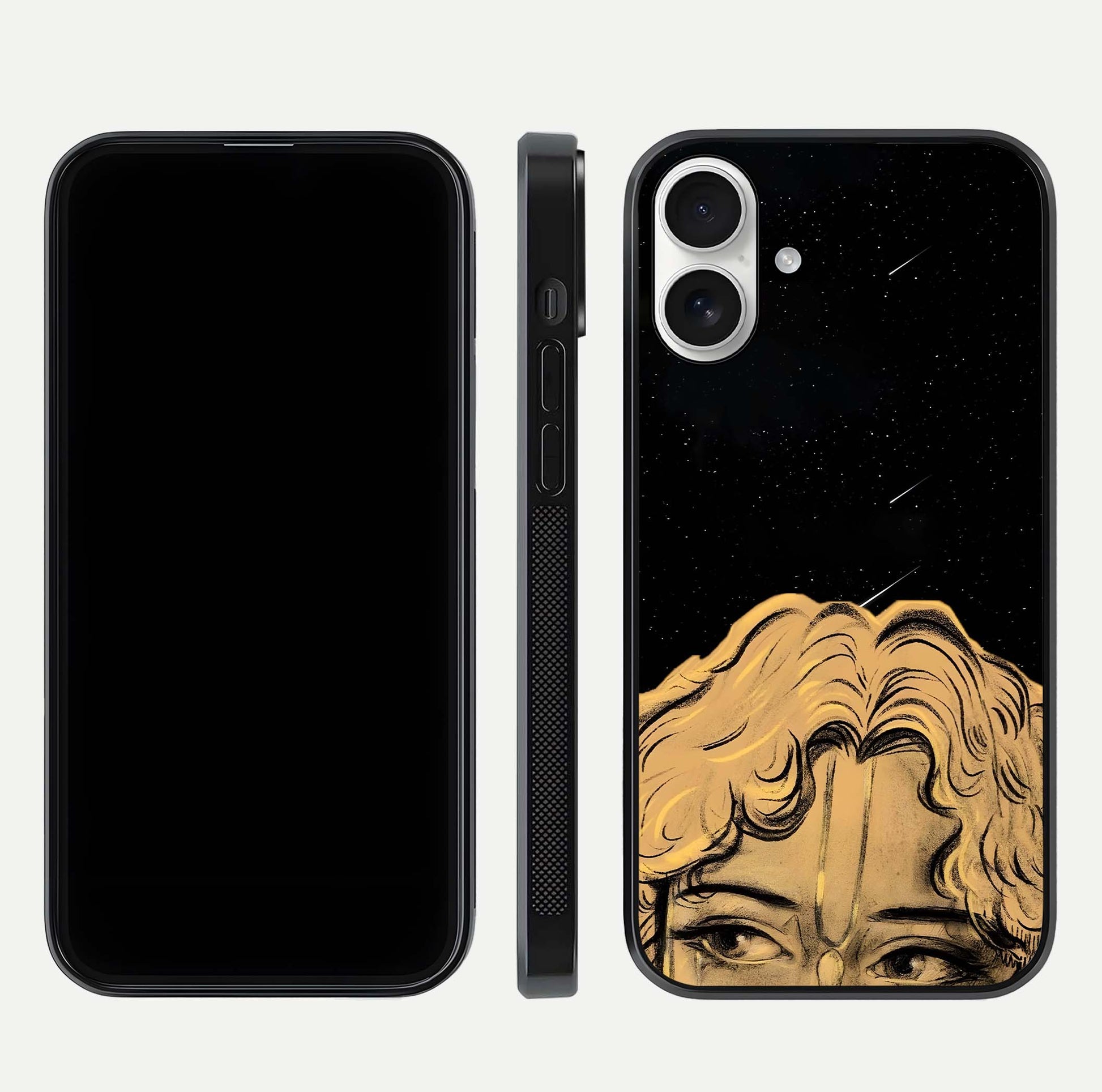 Celestial God’s Plan Glass Case for iPhone 17 front & back layout showing smooth finish and spiritual art