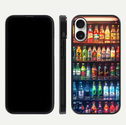 Colorful Soda Bottles Glass Case for iPhone 17 dual-view layout displaying playful tones and gloss clarity