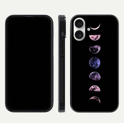 Crimson All Planets Glass Case for iPhone 17 dual-view layout displaying crimson tones and curved edges