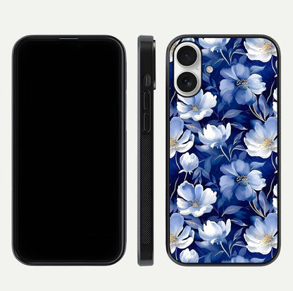 Cute Floral Patterns Glass Case for iPhone 17 dual-view layout displaying HD floral print and curved edges