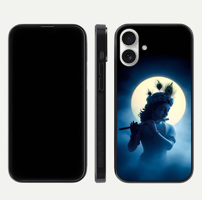 Divine Moon Flute Glass Case for iPhone 17 dual-view layout displaying soft night tones and curved polish