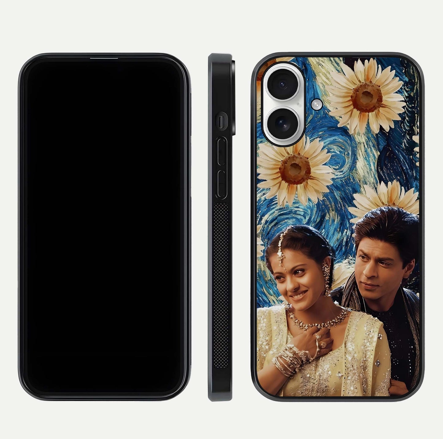 Eternal Love Story Glass Case for iPhone 17 dual-view layout displaying soft hues and smooth glass