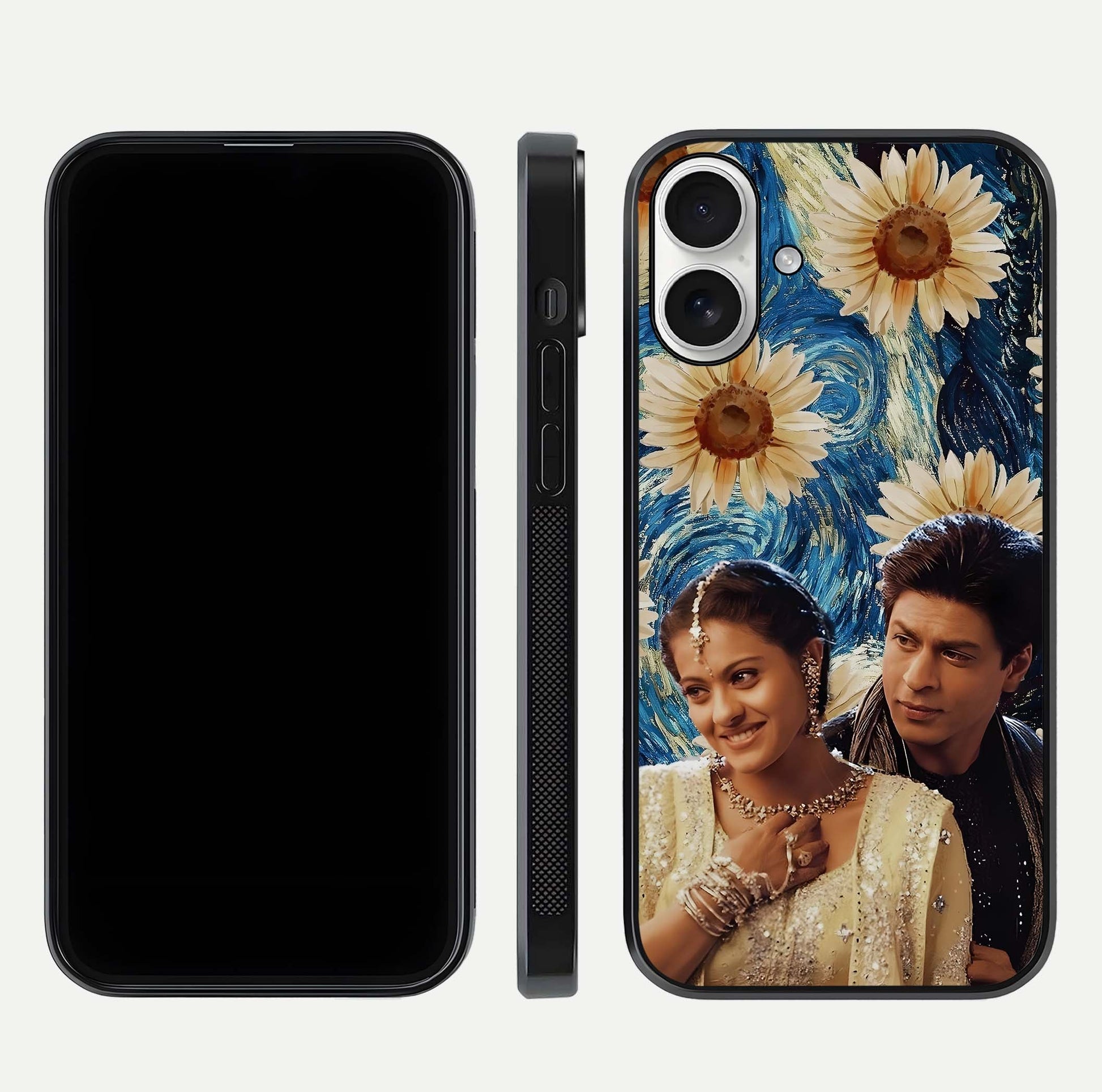 Eternal Love Story Glass Case for iPhone 17 dual-view layout displaying soft hues and smooth glass