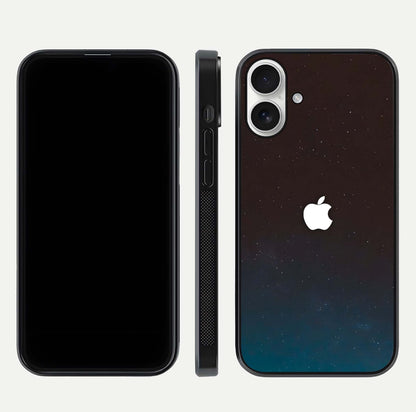 Green Emerald Apple Logo Glass Case for iPhone 17 front and back view layout highlighting vibrant tones and curved glass