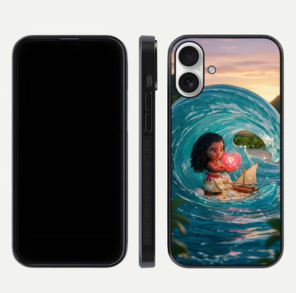 Heart of Ocean Glass Case for iPhone 17 front and back view layout highlighting sea-themed art and curved glass edges