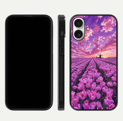 Lavender Dream Skies Glass Case for iPhone 17 front and back view layout highlighting dreamy sky gradient