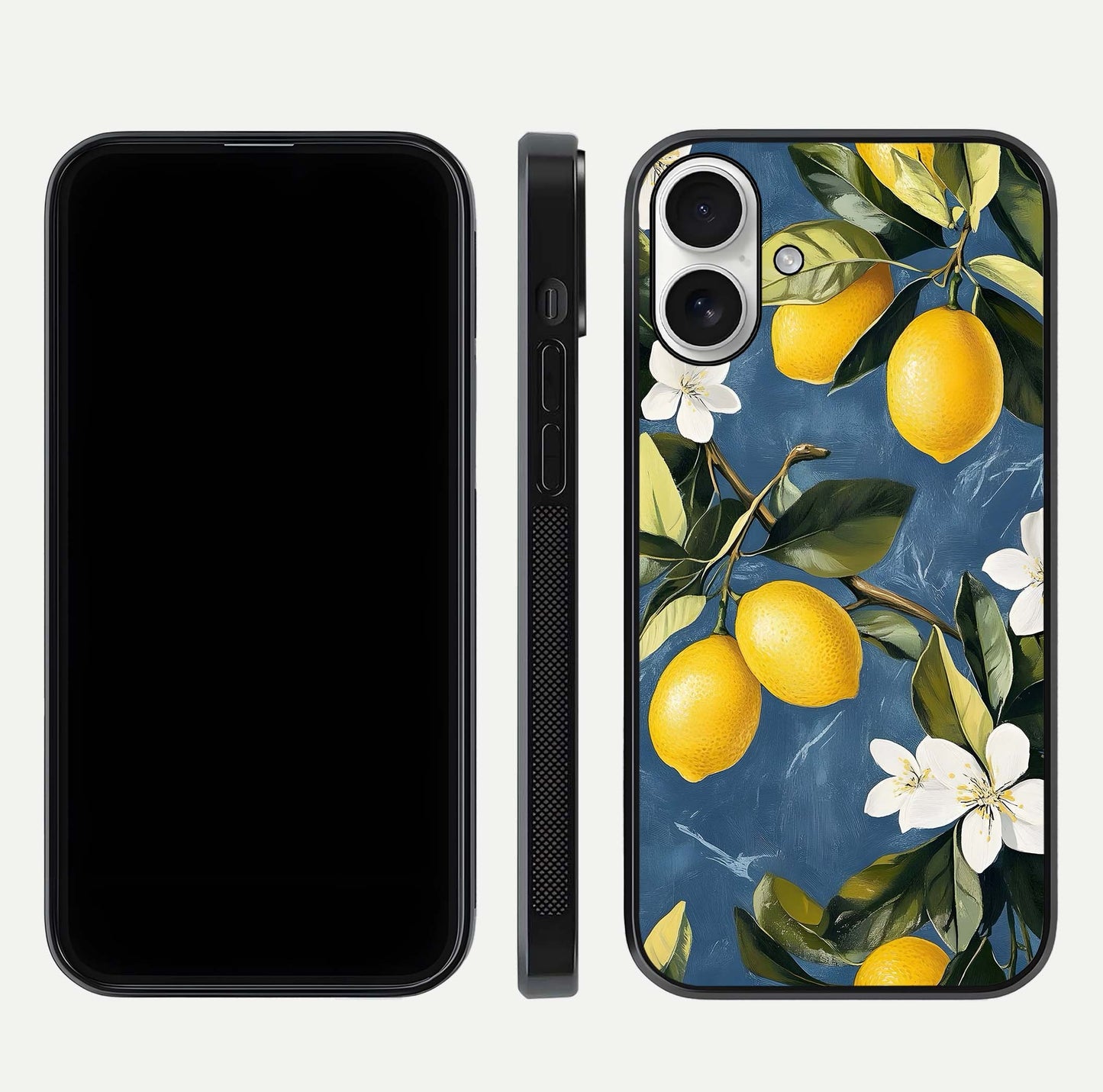 Lemon Dream Garden Glass Case for iPhone 17 front and back view layout highlighting garden tones and edges