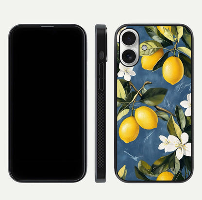 Lemon Dream Garden Glass Case for iPhone 17 front and back view layout highlighting garden tones and edges