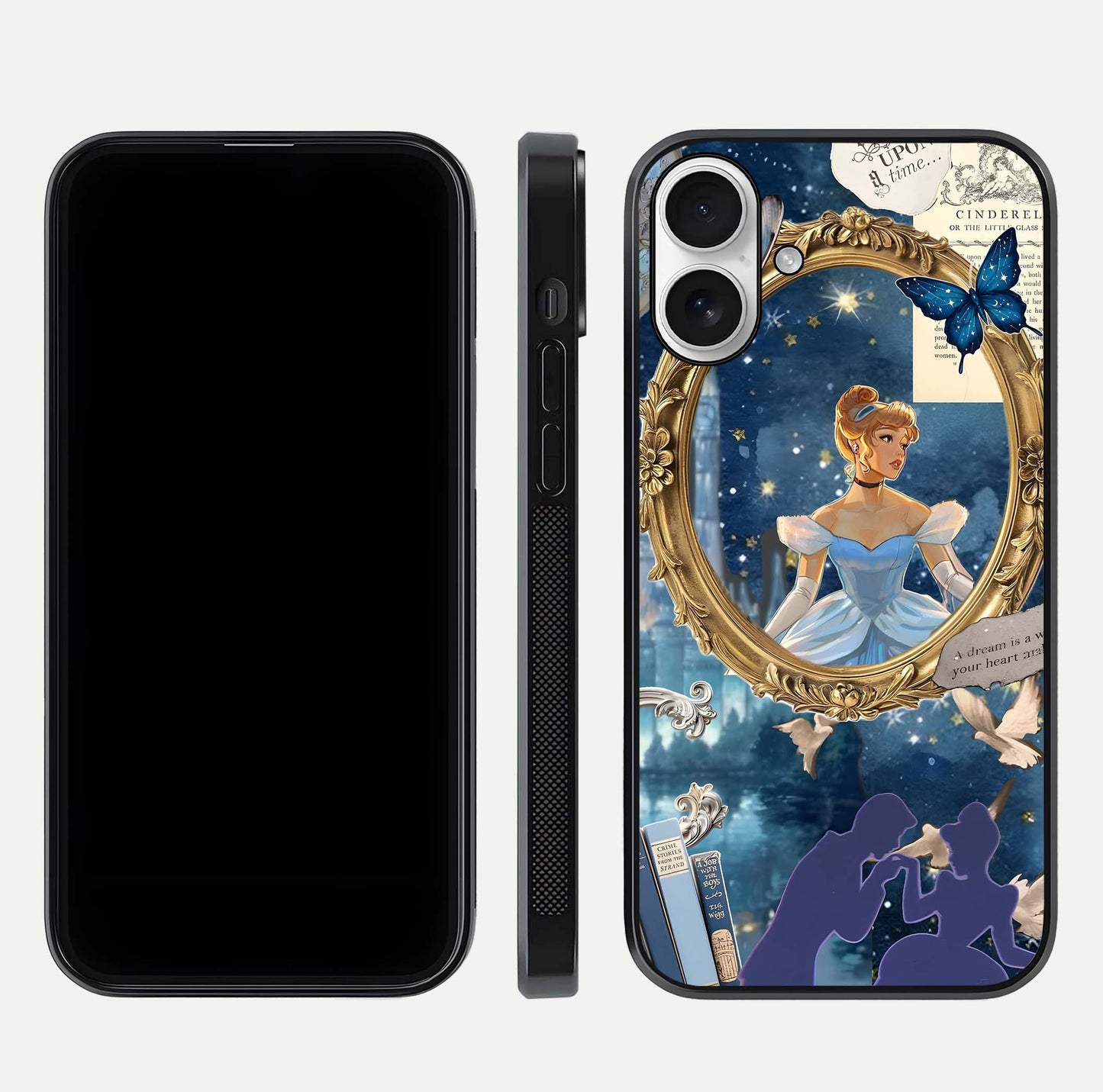 Midnight Queen Glass Case for iPhone 17 front & back layout displaying regal tones and smooth edges