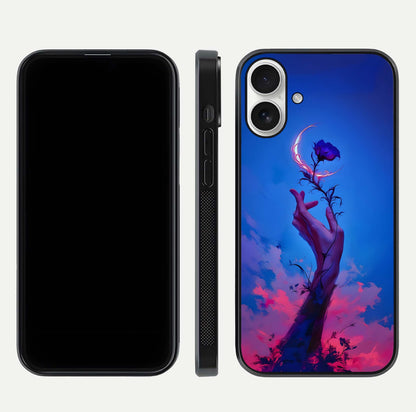 Mystic Hand Glass Case for iPhone 17 front & back layout highlighting mystic design and smooth edges
