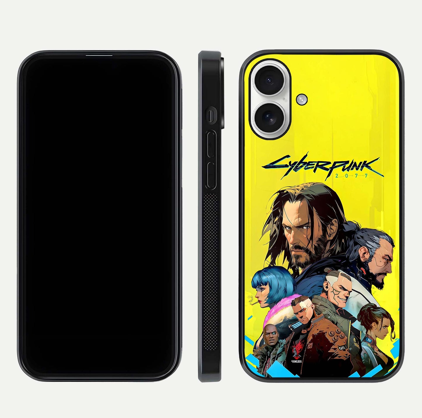 Neon Rebel Genesis Glass Case for iPhone 17 front & back layout highlighting futuristic theme and curves