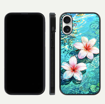 Pink Flowers in Water Glass Case for iPhone 17 front & back layout showing elegant pastel floral tones