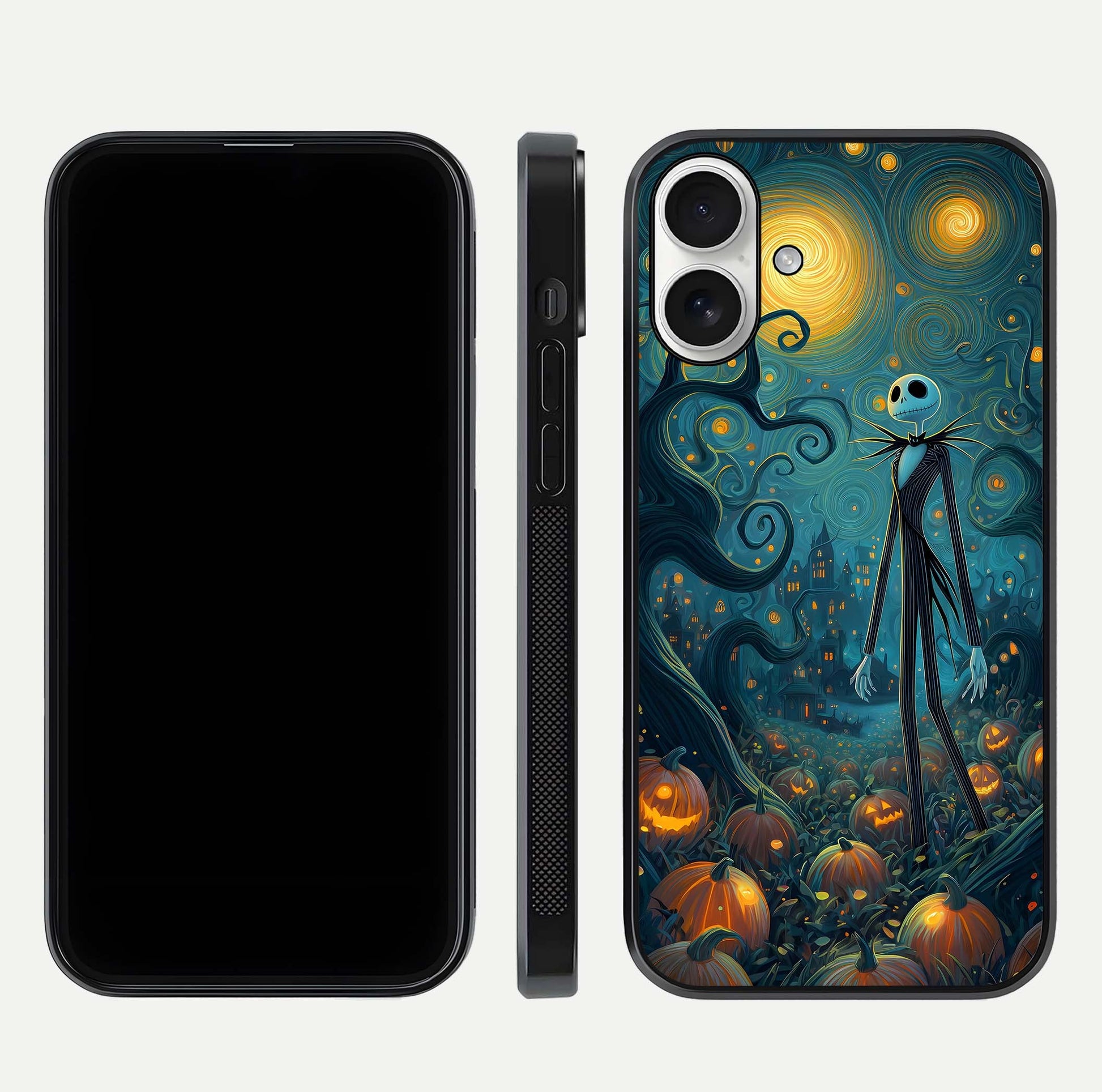Pumpkin Moonlight Tale Glass Case for iPhone 17 front & back layout showing festive orange tone and edges
