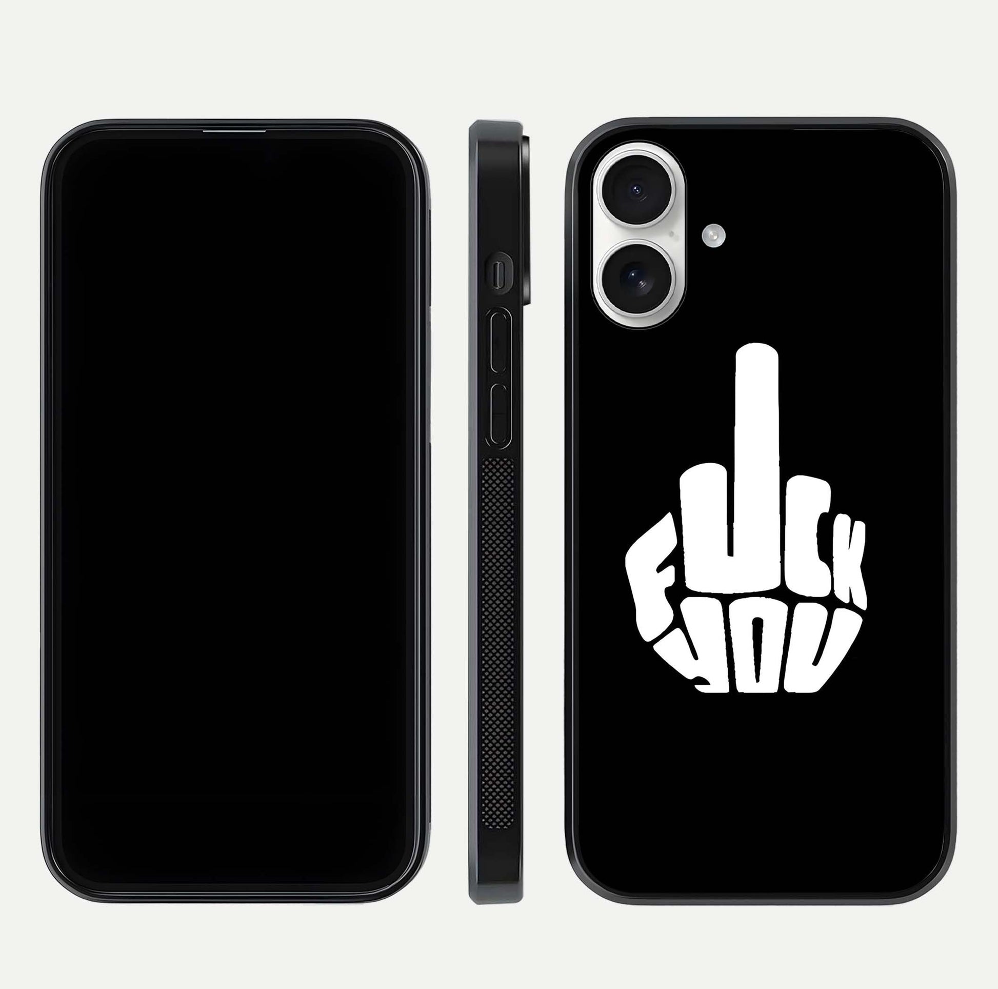 Rebel Mode On Glass Case for iPhone 17 front & back layout showing minimal tone and clean edge fit