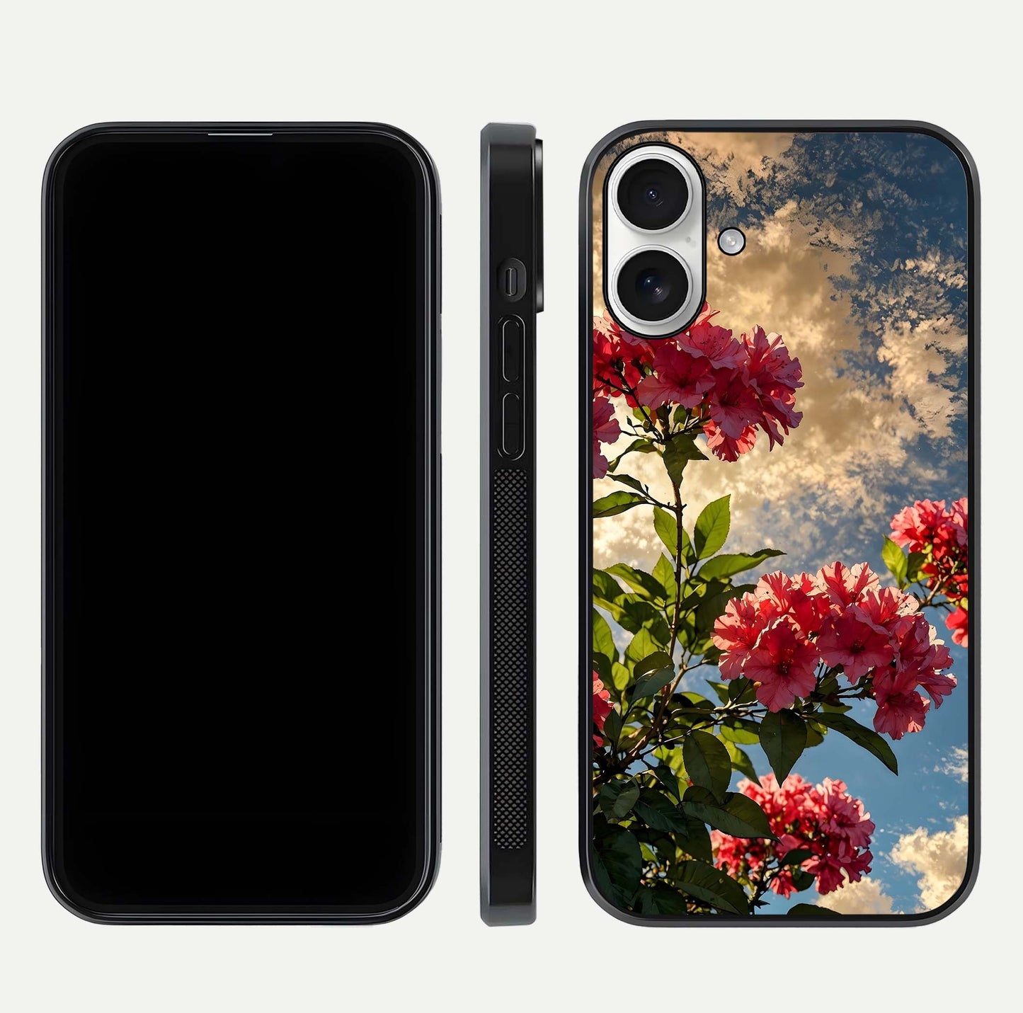 Red Bloom Skies Glass Case for iPhone 17 front & back layout showing soft gradient sky tones and edges