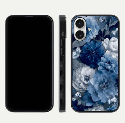 Royal Bloom Garden Glass Case for iPhone 17 front & back layout showing soft tones and curved glass design