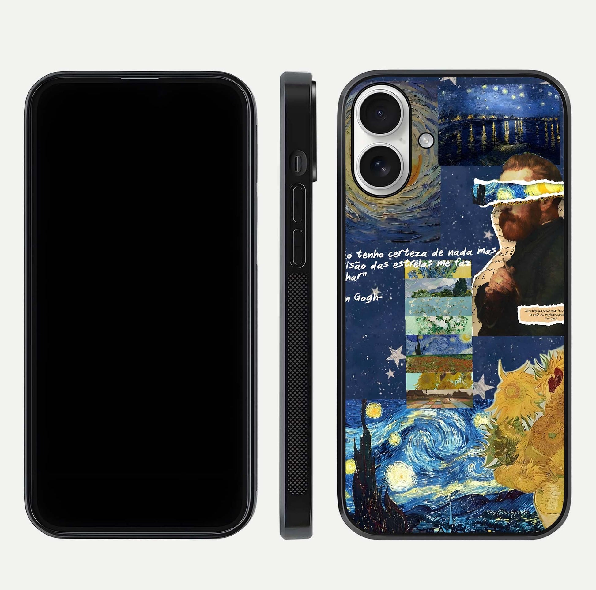 Starry Dream Vision Glass Case for iPhone 17 front & back layout showing star blend and smooth edges