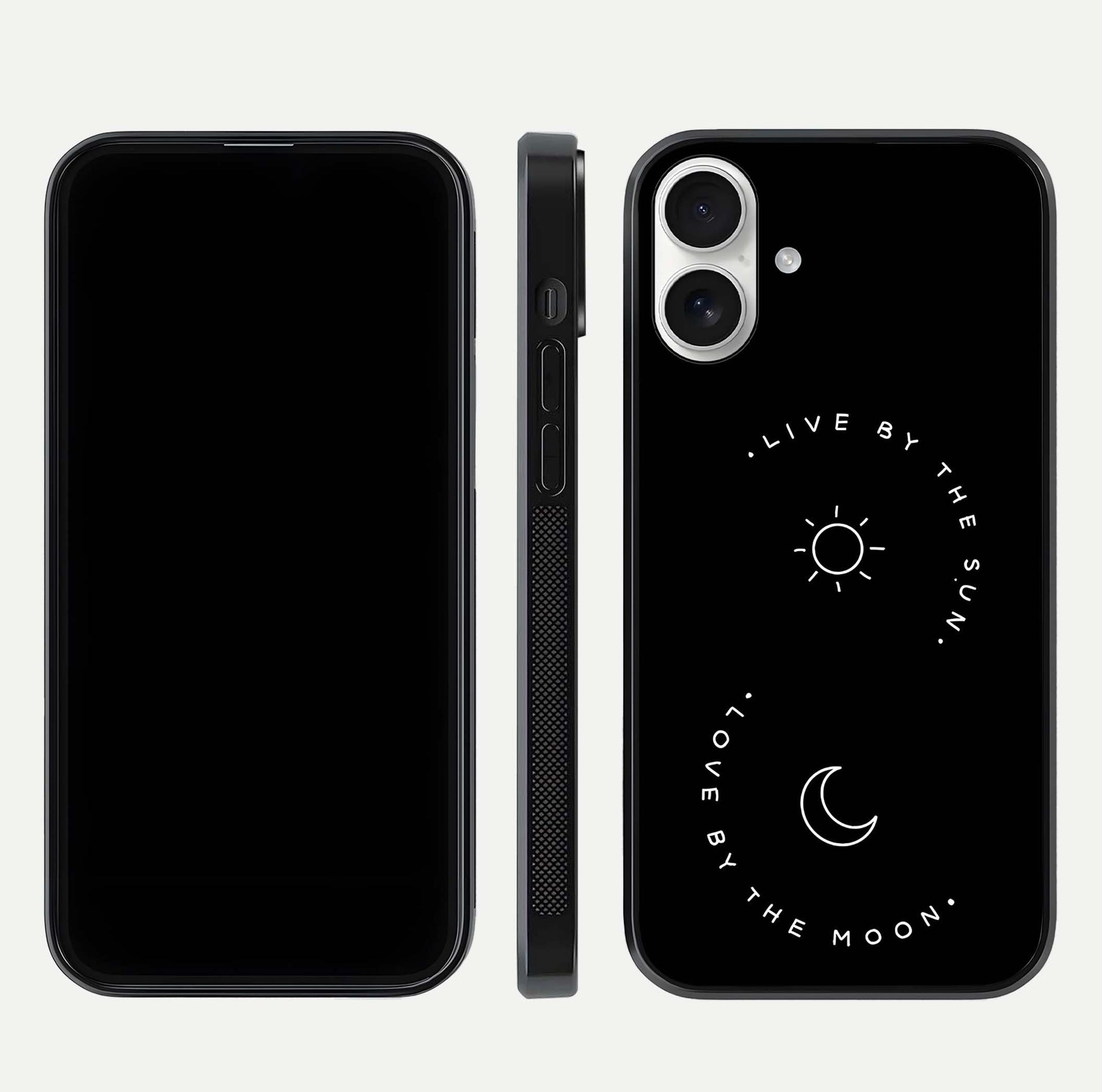 Sun Moon Balance Glass Case for iPhone 17 front & back layout showing smooth gradient and balanced design