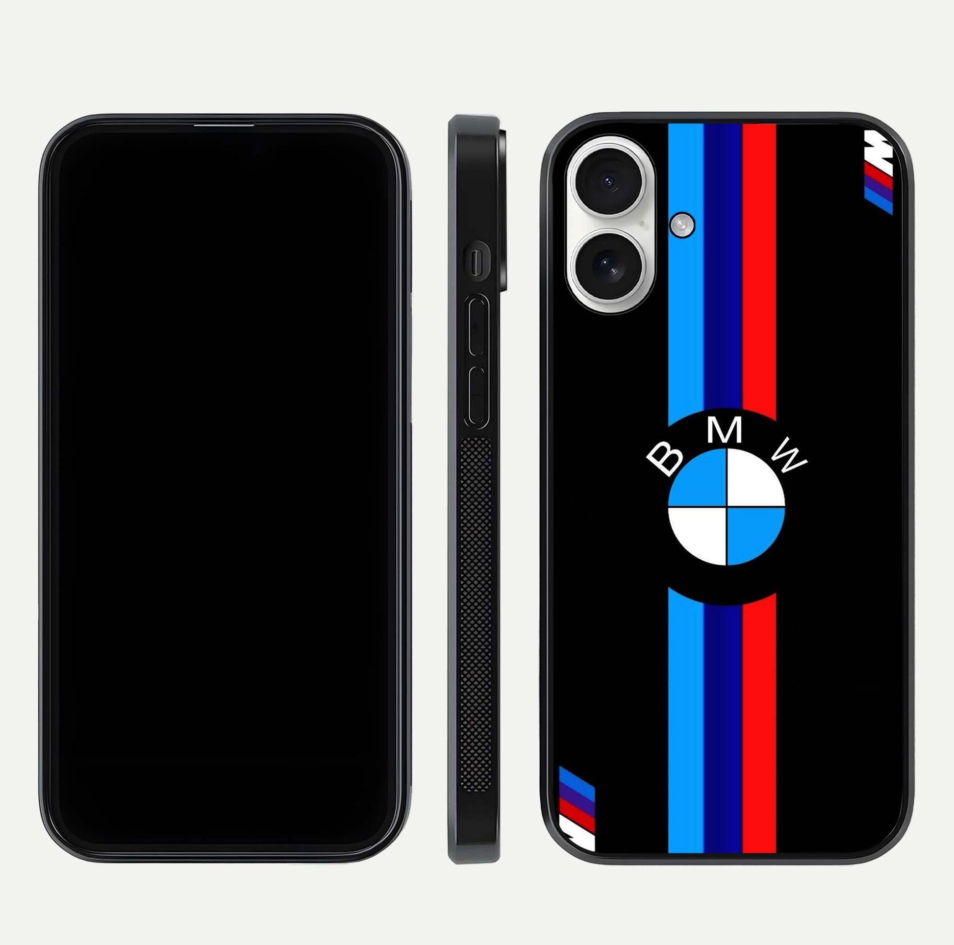 Turbo BMW Beast Glass Case for iPhone 17 front & back layout showing bold design and smooth finish