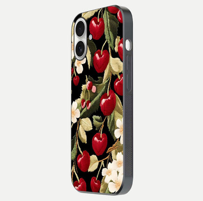 Bloom Thread Art Glass Case for iPhone 17 side-angle image showing texture depth and gloss reflection
