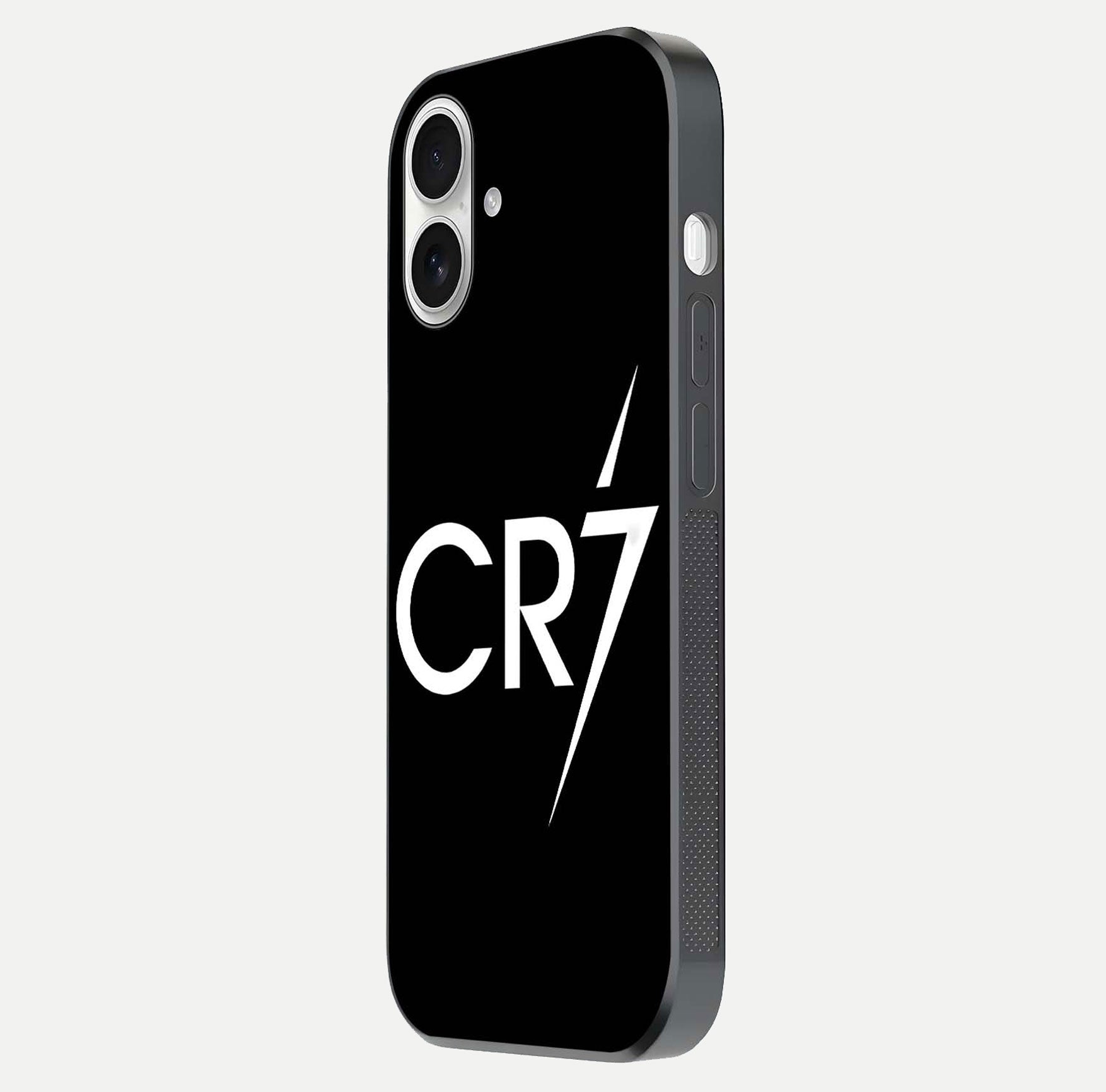 CR7 Elite Strike Glass Case for iPhone 17 side-angle image showing polished edges and vibrant design