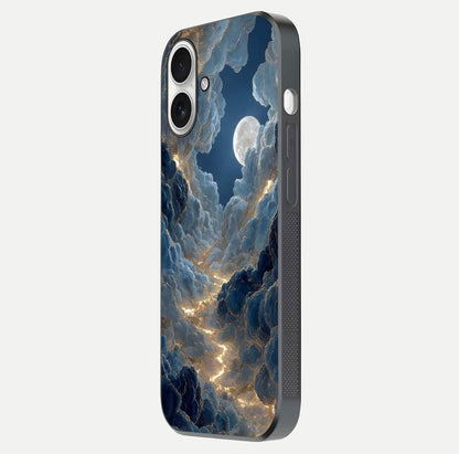 Celestial Cloud Road Glass Case for iPhone 17 side-angle image showing soft pastel tones and edge clarity
