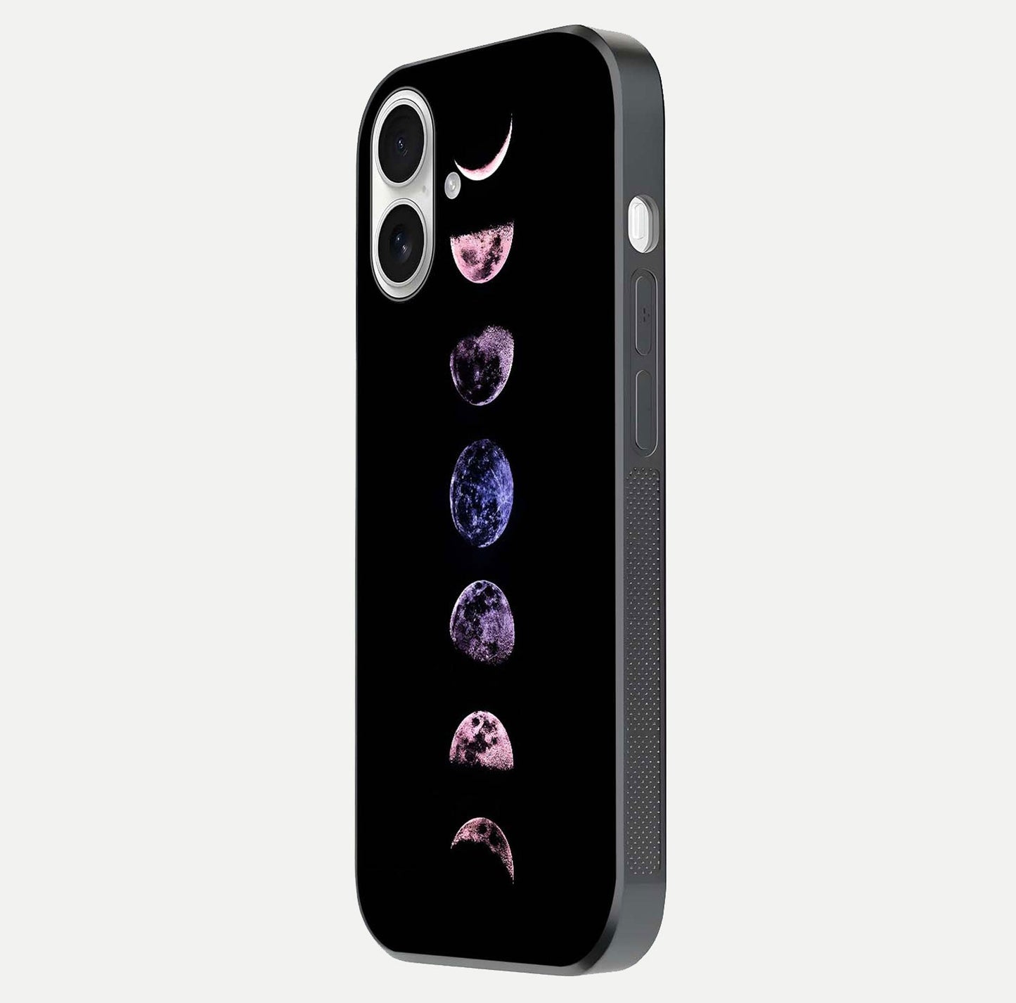 Crimson All Planets Glass Case for iPhone 17 side-angle photo capturing edge glow and glass reflection