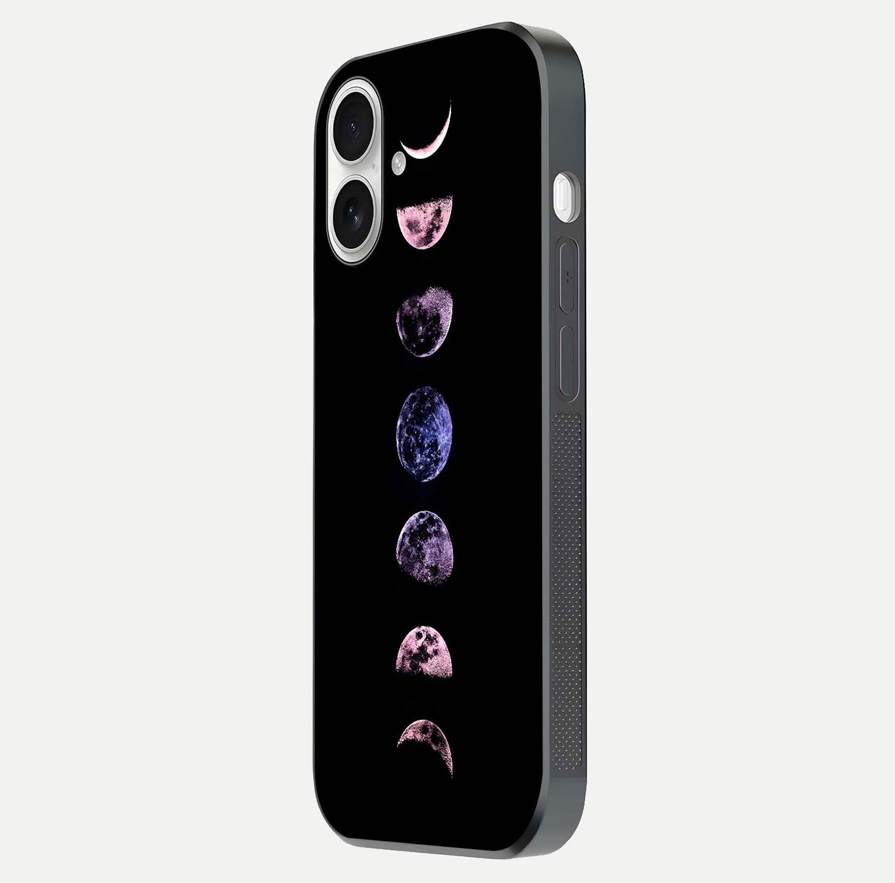 Crimson All Planets Glass Case for iPhone 17 side-angle photo capturing edge glow and glass reflection